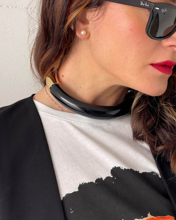 CHOKER COMBINATO NERO ORO