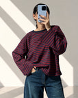 MAGLIA A RIGHE DAISY BLU BORDEAUX