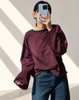 MAGLIA A RIGHE DAISY BLU BORDEAUX