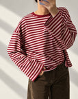 MAGLIA A RIGHE DAISY BORDEAUX ROSA