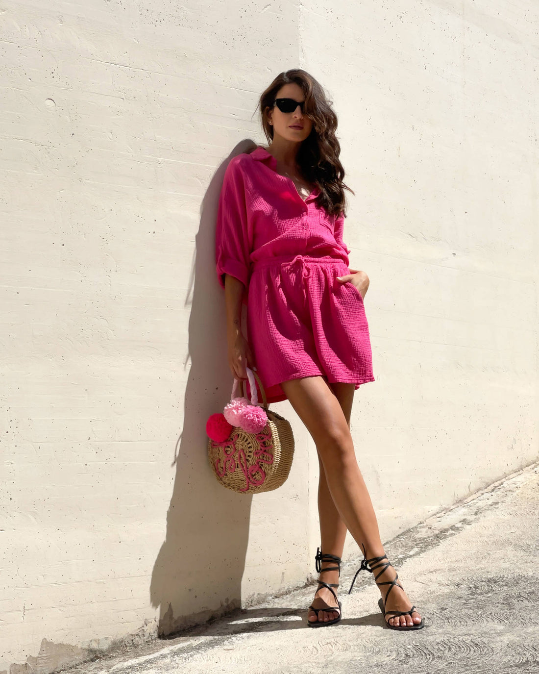 SHORT IBIZA IN GARZA DI COTONE FUCSIA
