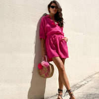 SHORT IBIZA IN GARZA DI COTONE FUCSIA