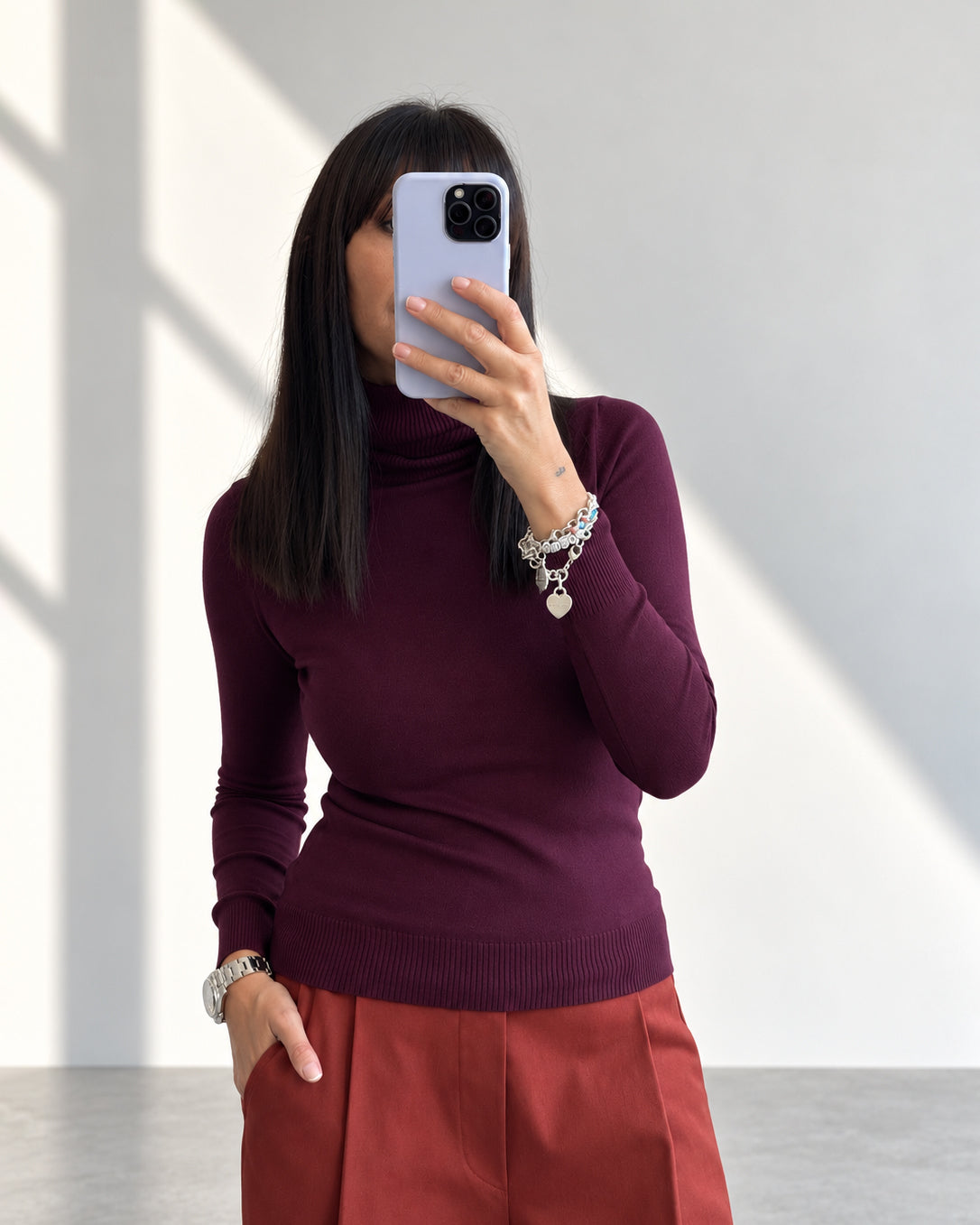 DOLCEVITA MINU' IN MAGLIA FINE AUBERGINE