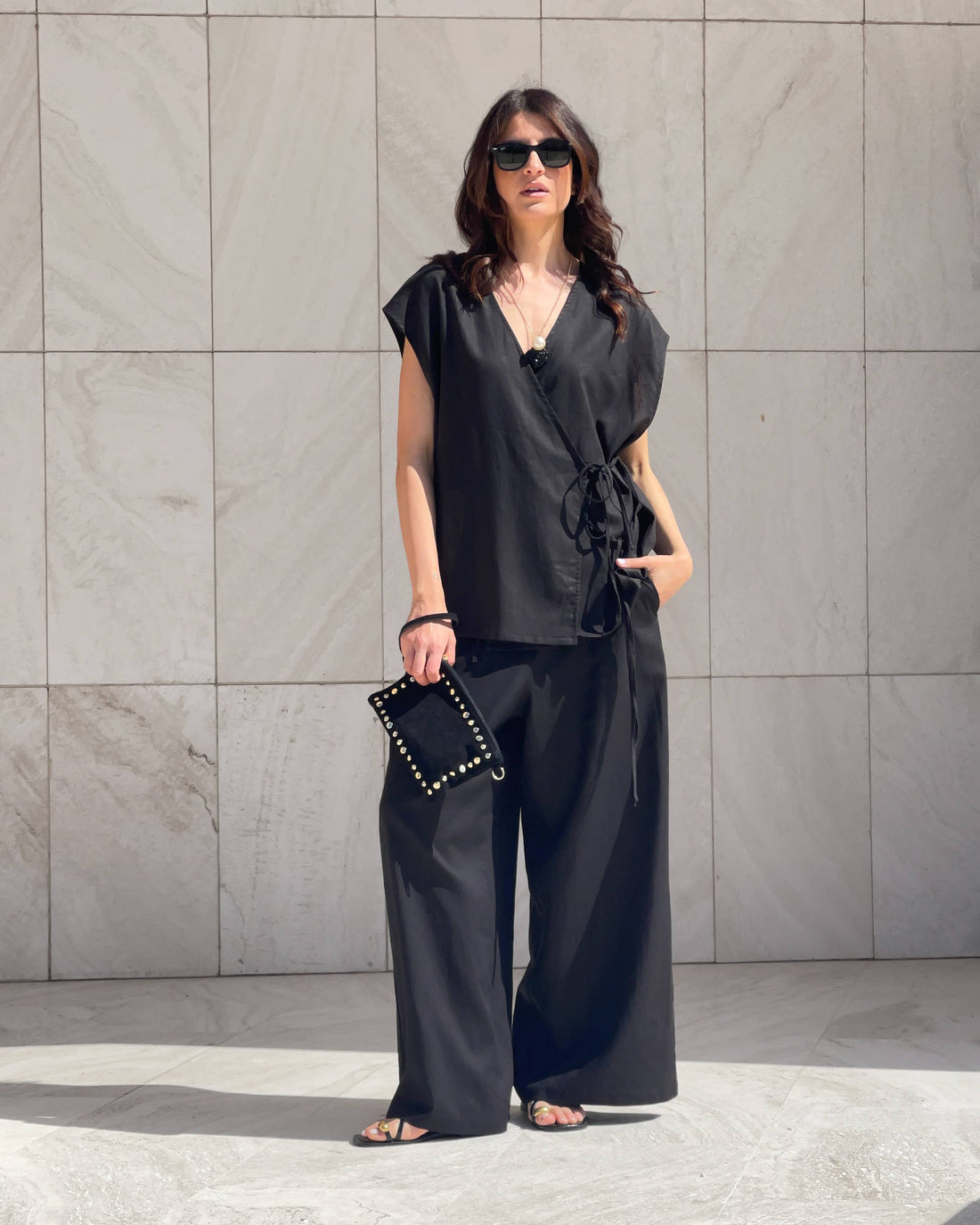 BLUSA INCROCIO DORIS NERO