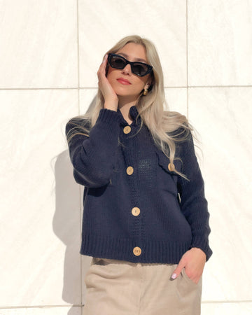 CARDIGAN IN MAGLIA ENNYE BLU