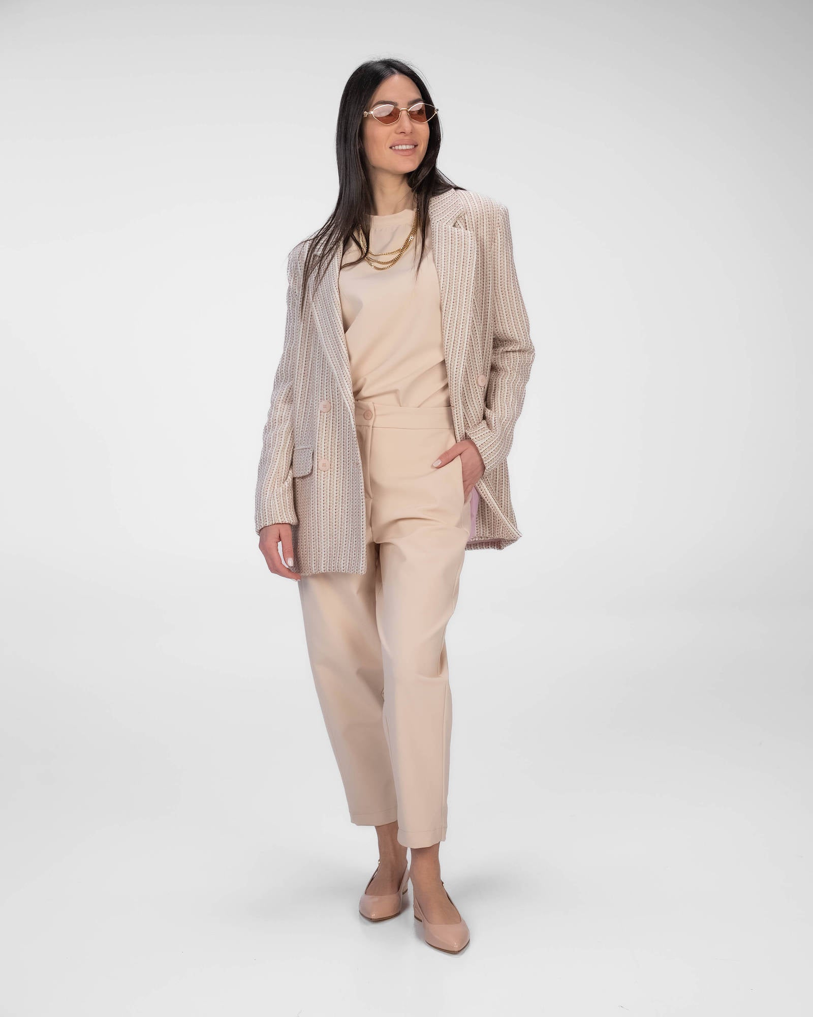 GIACCA CHECK VIRGINIE ROSA