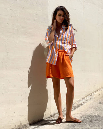 SHORT IBIZA IN GARZA DI COTONE ARANCIO