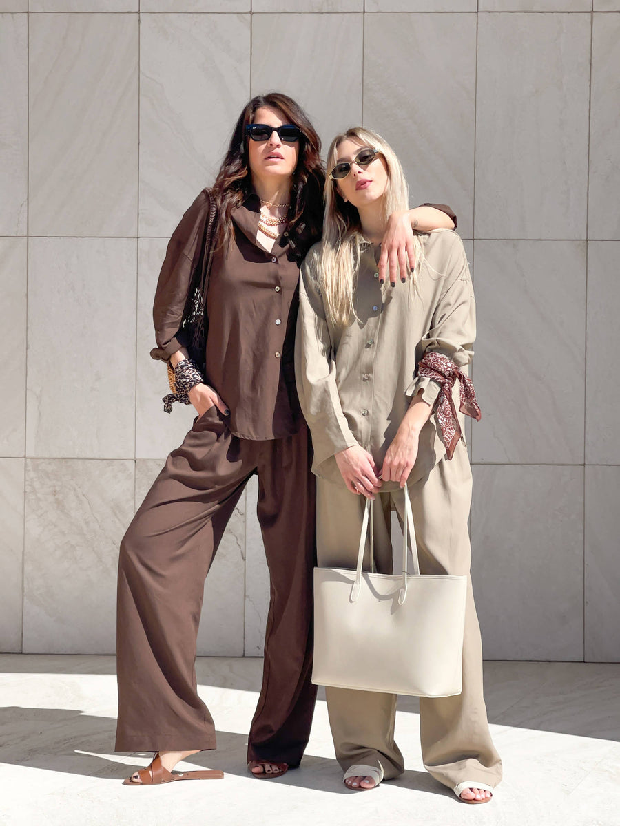 PANTALONE IN LINO VISCOSA MISTRAL CAMEL