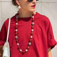 COLLANA ARENDAL ROSSO GRIGIO PERLA