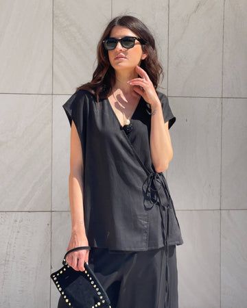 BLUSA INCROCIO DORIS NERO
