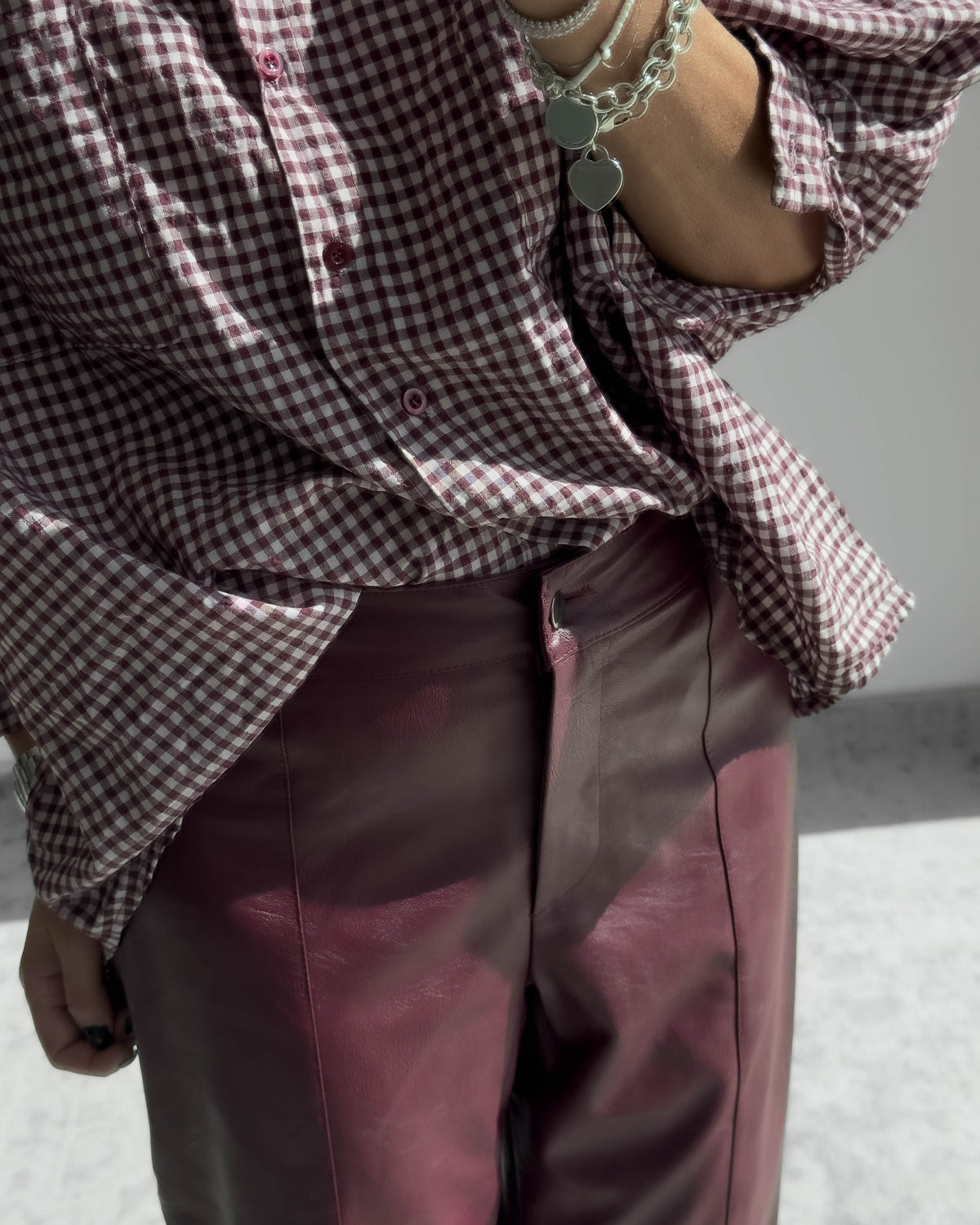 PANTALONE ECOPELLE BORDEAUX