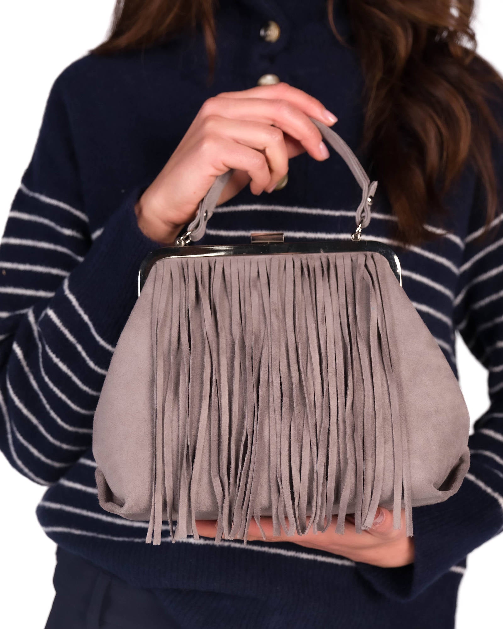 BORSA ESCAPE CON FRANGE GRIGIO