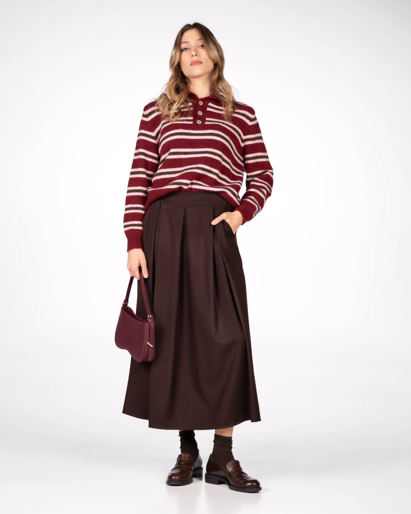 PULL POLO MIKE BORDEAUX