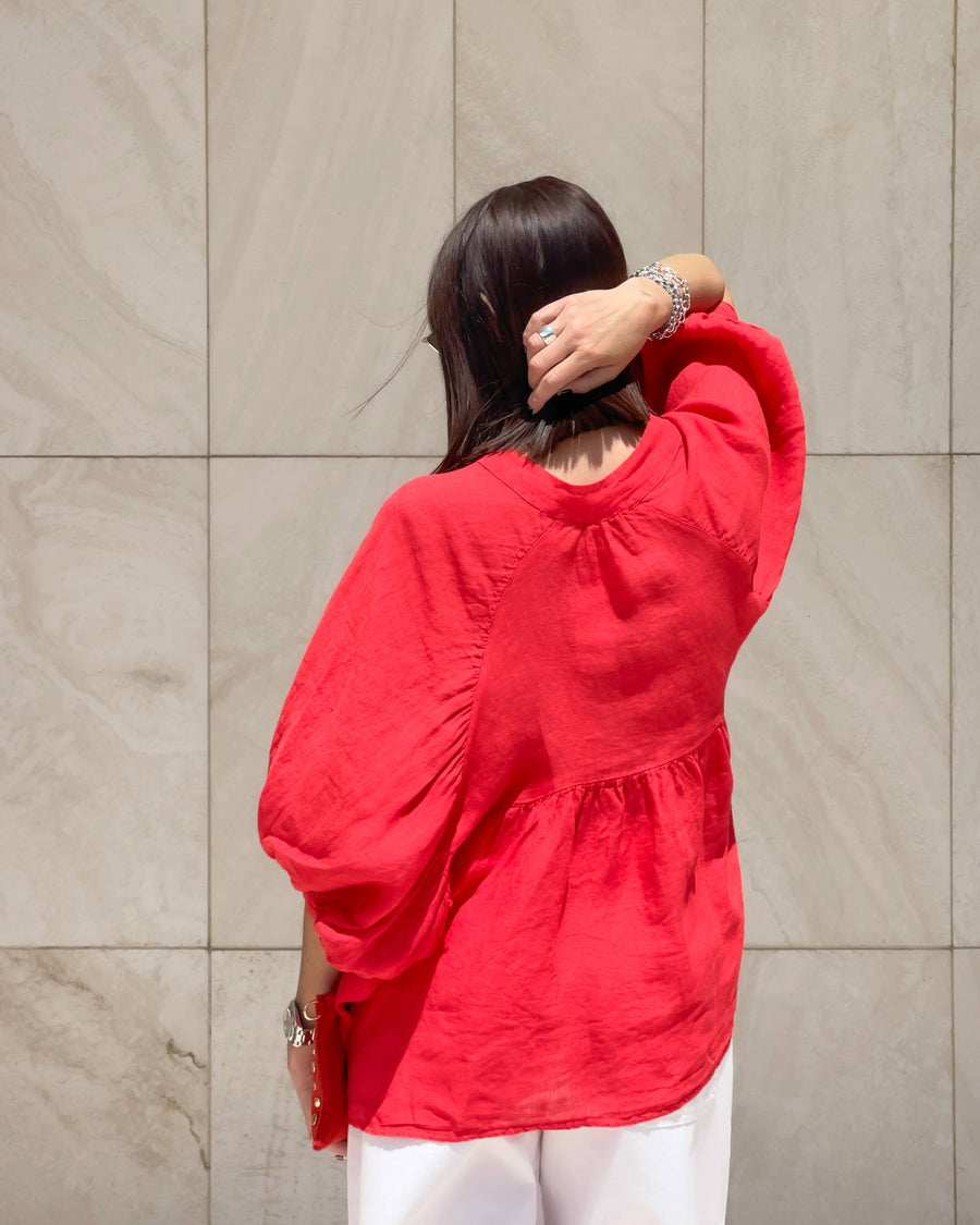 CAMICIA IN LINO MARGHERITA FLAME RED