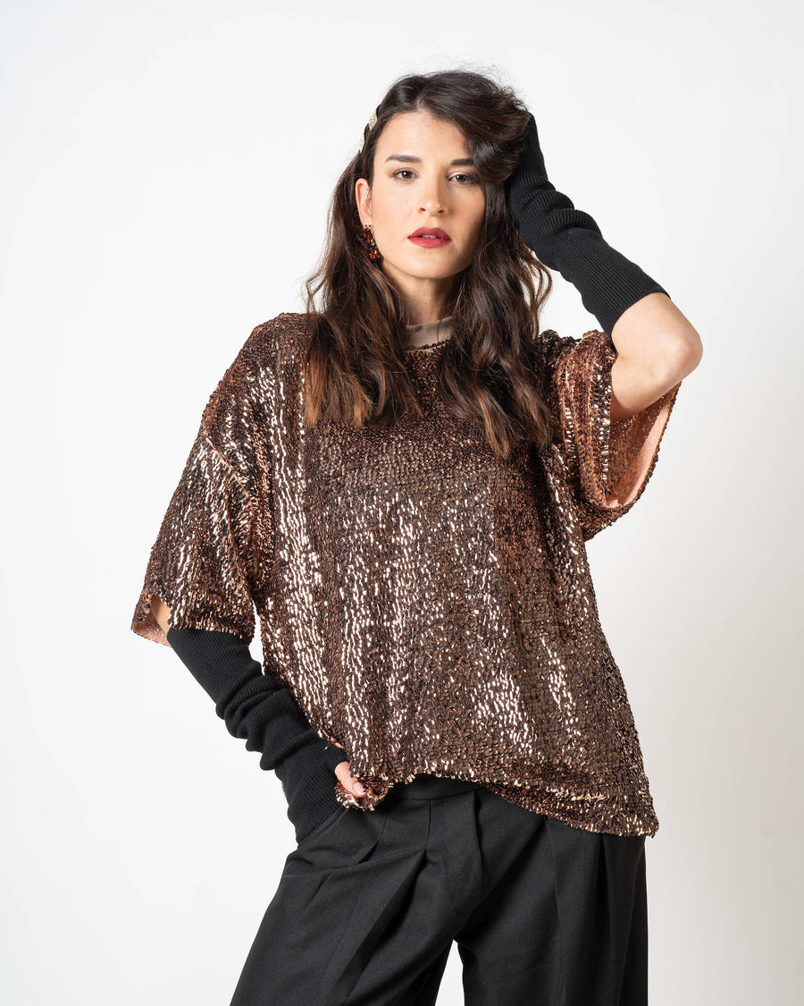 BLUSA PAILLETTES BETTY BRONZO