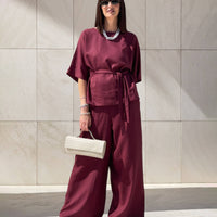 T-SHIRT CON CINTA DORIS BORDEAUX