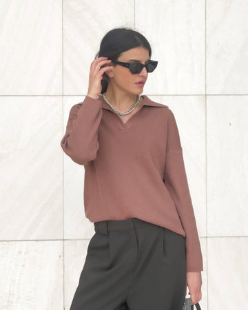 POLO IN MAGLIA MOCHA MOUSSE