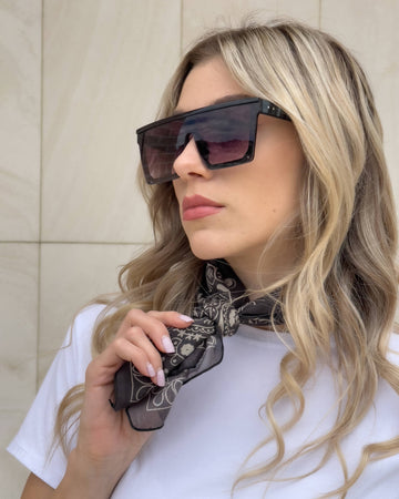 FOULARD IN SETA E COTONE PAISLEY NERO
