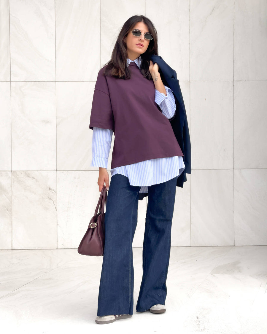 T-SHIRT OVER LUNGA KIARA DARK PLUM