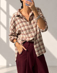 CAMICIA CHECK ILARIA PINK BORDEAUX