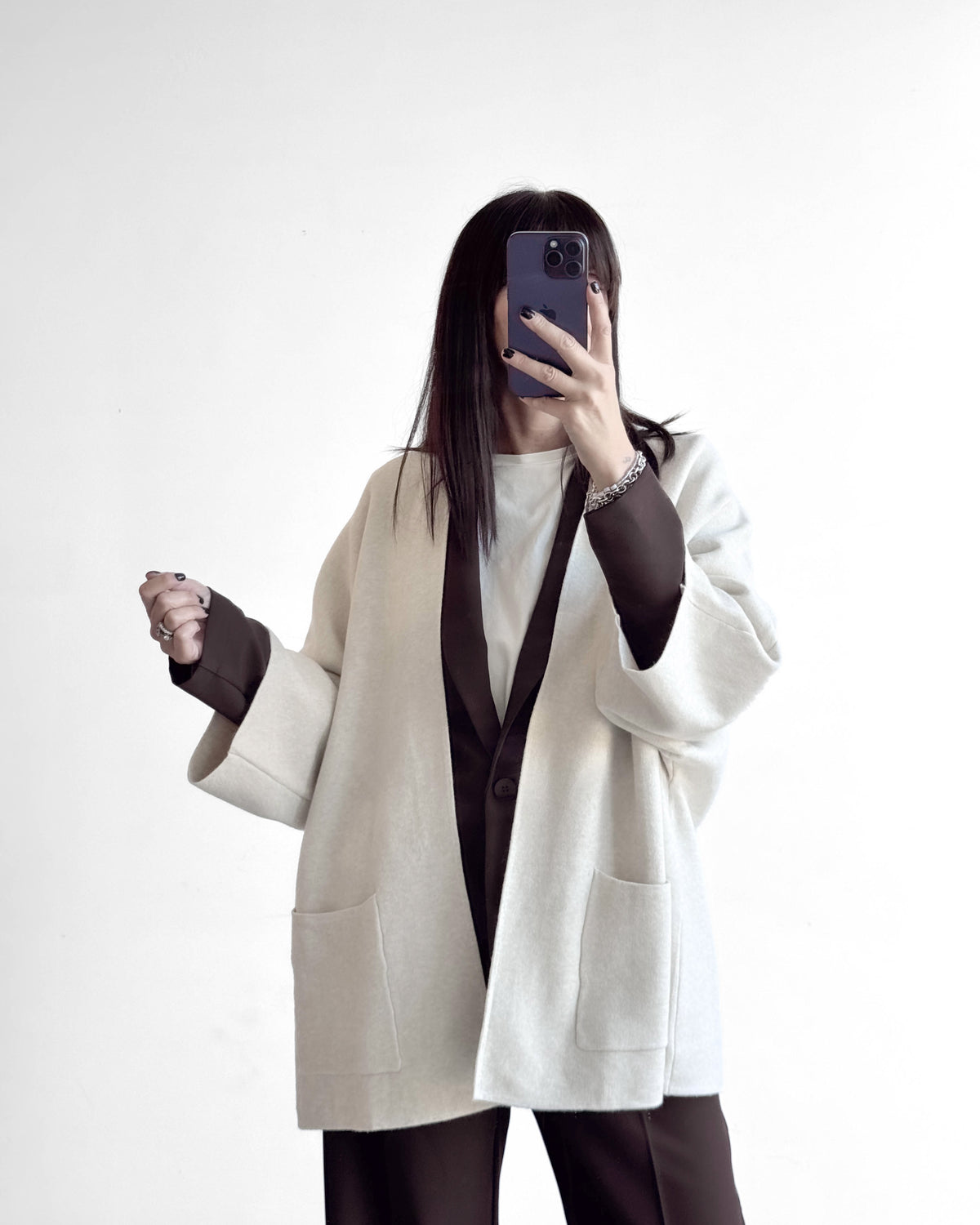 CARDIGAN OVER IN MAGLIA IRIS BEIGE