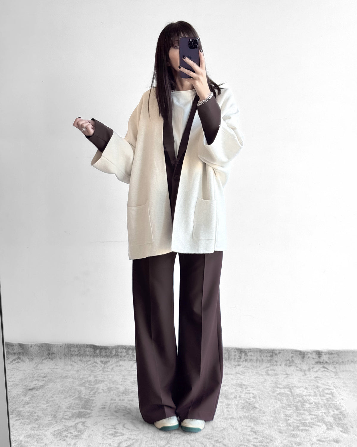 CARDIGAN OVER IN MAGLIA IRIS BEIGE