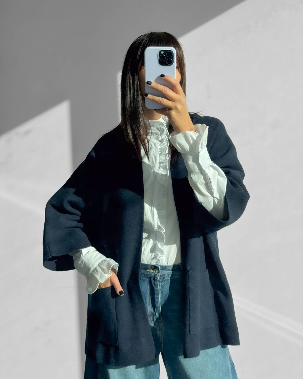 CARDIGAN OVER IN MAGLIA IRIS BLU