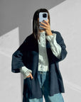 CARDIGAN OVER IN MAGLIA IRIS BLU
