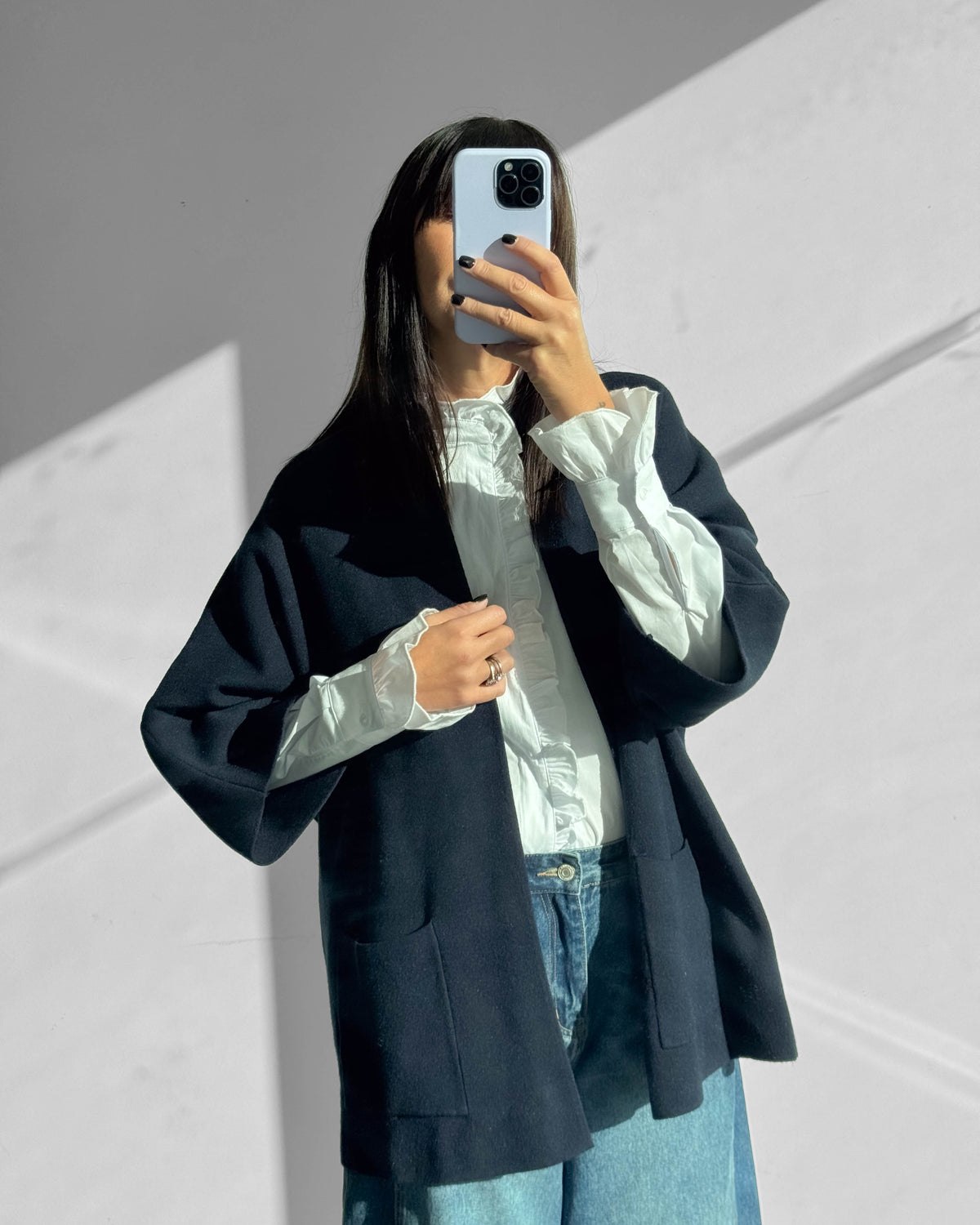 CARDIGAN OVER IN MAGLIA IRIS BLU