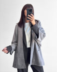 CARDIGAN OVER IN MAGLIA IRIS GRIGIO