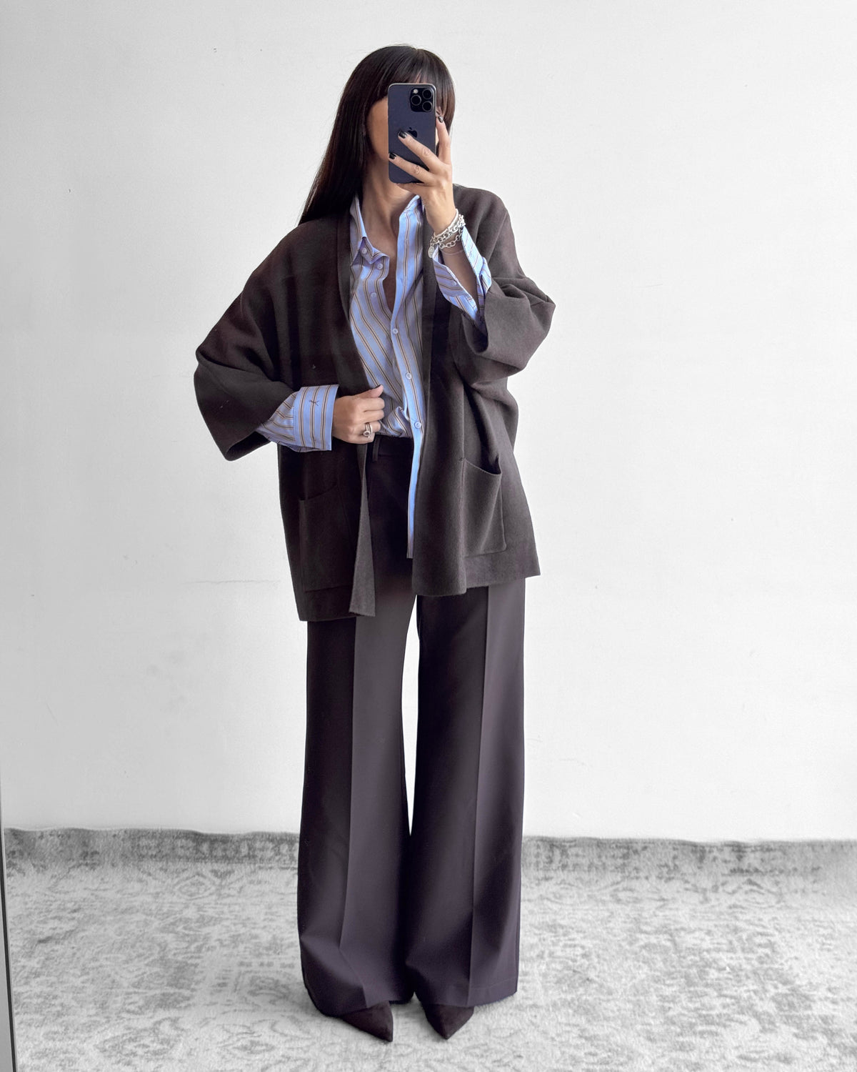 CARDIGAN OVER IN MAGLIA IRIS MORO