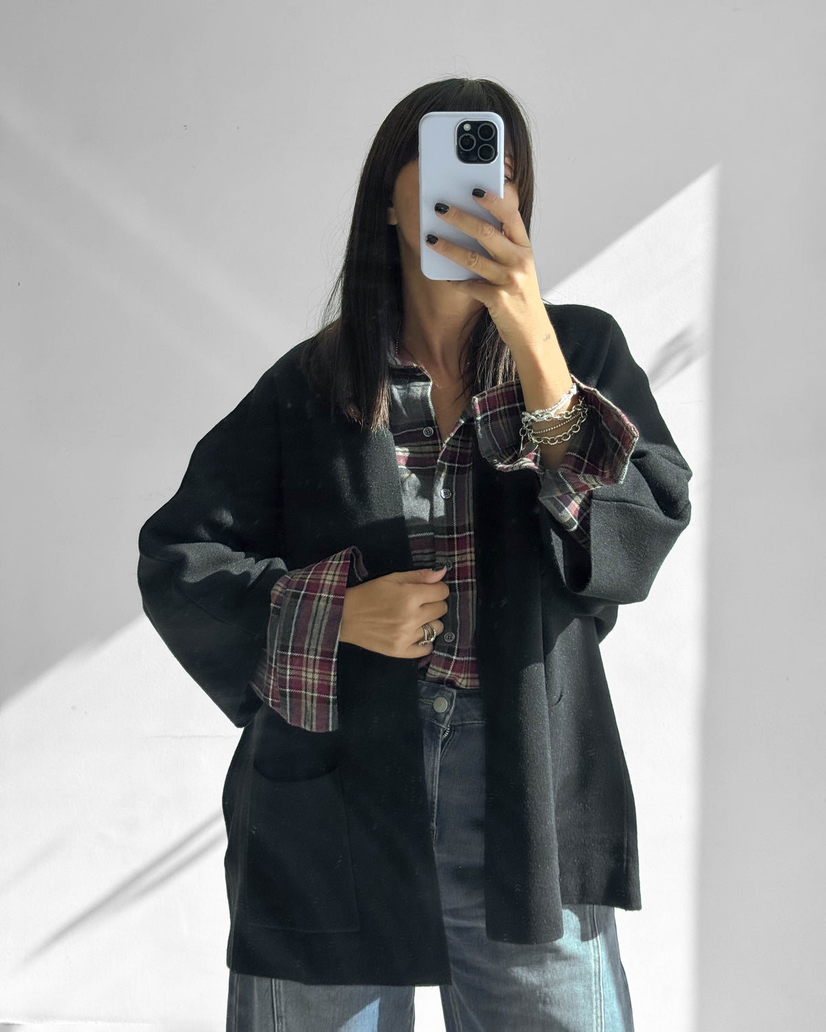 CARDIGAN OVER IN MAGLIA IRIS NERO