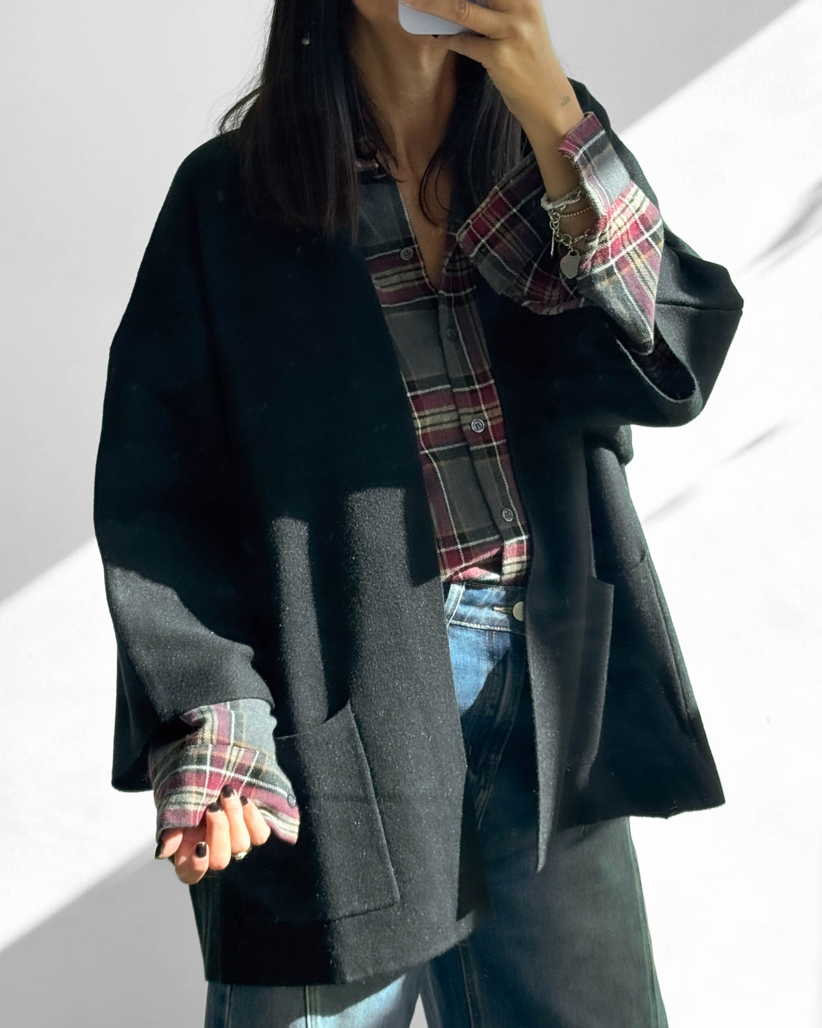 CARDIGAN OVER IN MAGLIA IRIS NERO