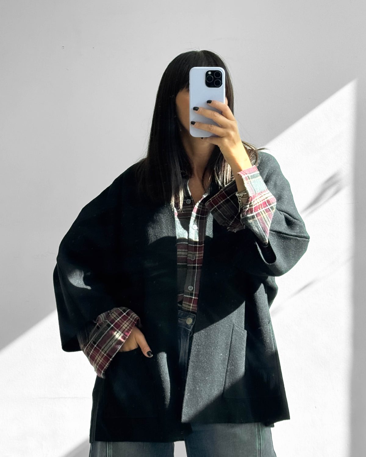 CARDIGAN OVER IN MAGLIA IRIS NERO