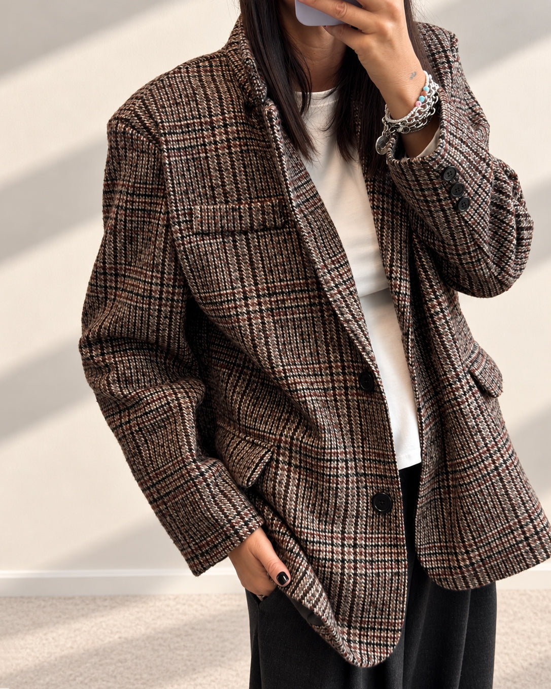 GIACCA CHECK JONAS GRIGIO BORDEAUX