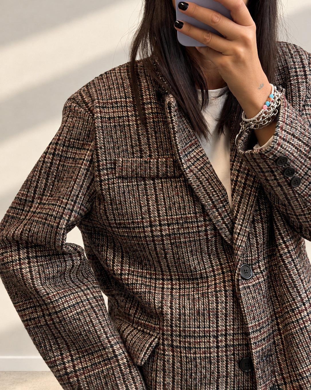 GIACCA CHECK JONAS GRIGIO BORDEAUX