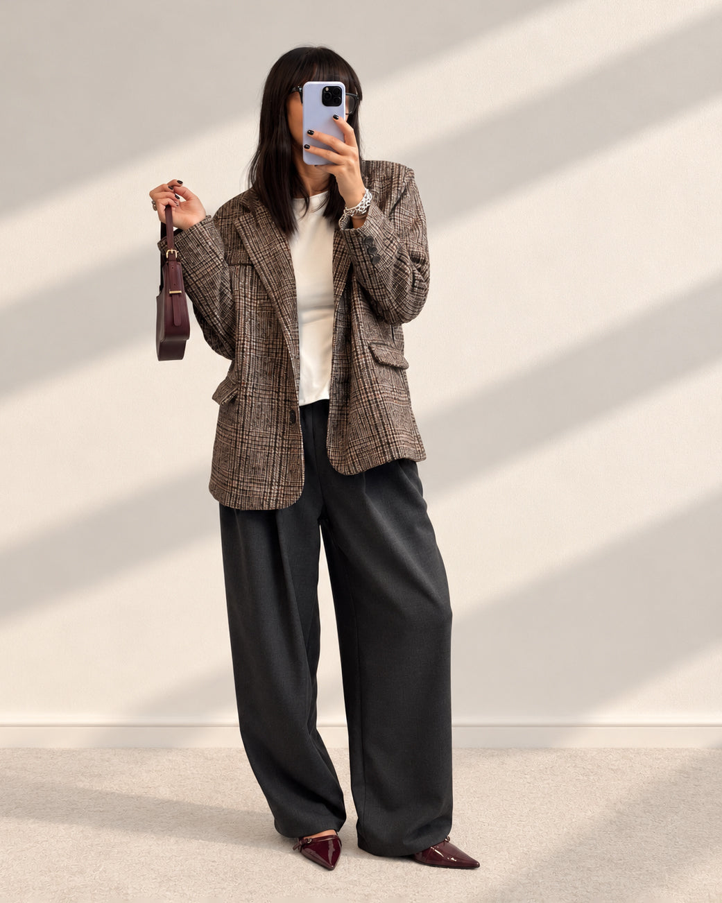 GIACCA CHECK JONAS GRIGIO BORDEAUX