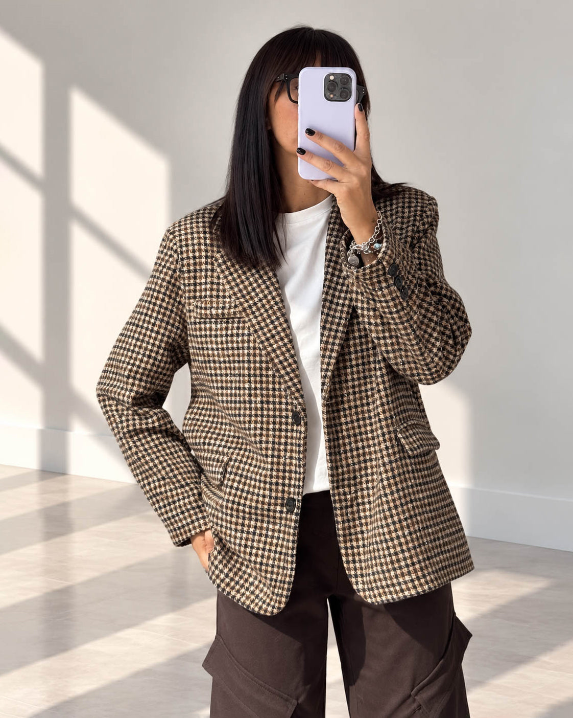 GIACCA CHECK JONAS CAMEL