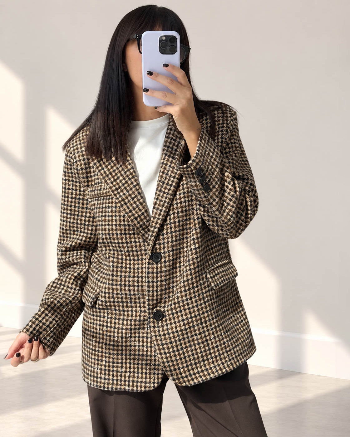 GIACCA CHECK JONAS CAMEL