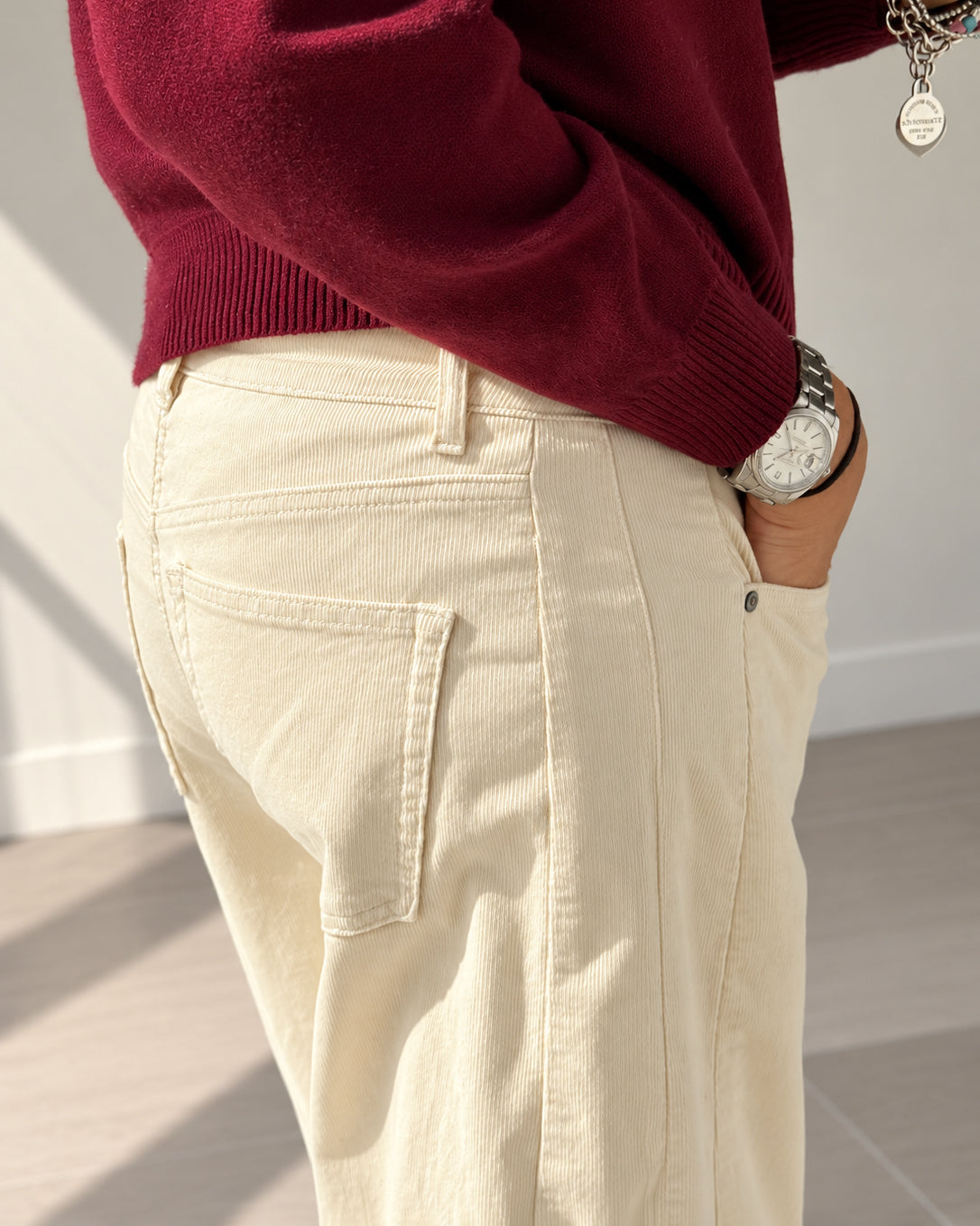 PANTALONE VELLUTO KIMBER PANNA