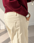PANTALONE VELLUTO KIMBER PANNA