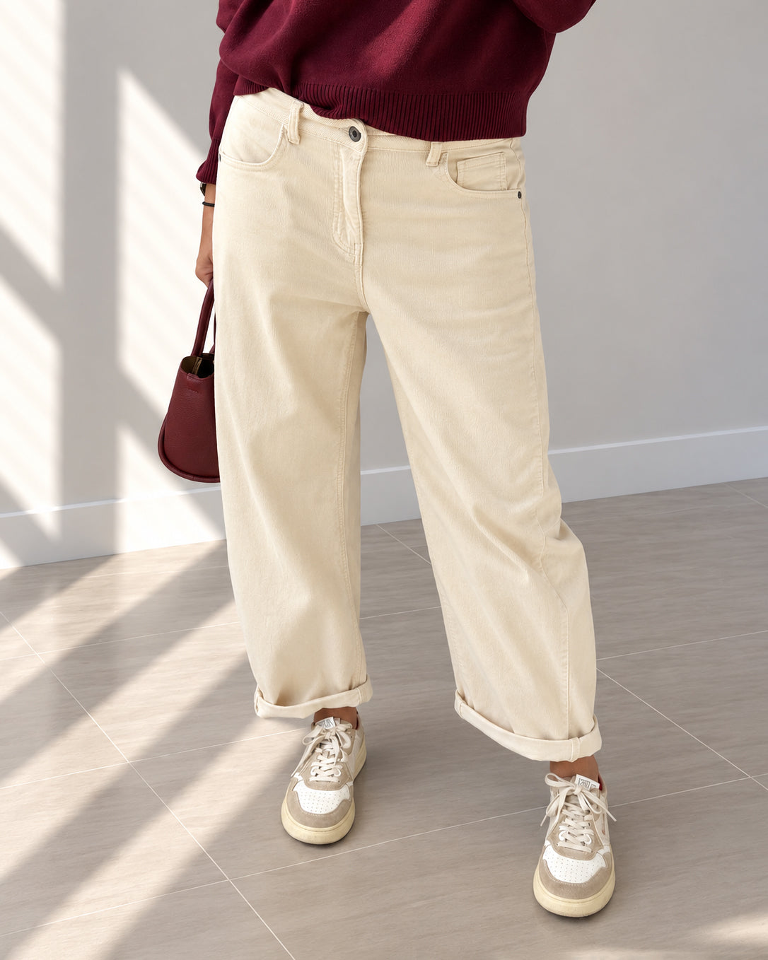 PANTALONE VELLUTO KIMBER PANNA