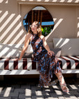 LONG DRESS DALIA MARRONE CELESTE