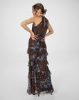 LONG DRESS DALIA MARRONE CELESTE