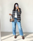 CAMICIA CHECK LORA CELESTE MATTONE