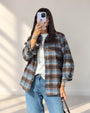 CAMICIA CHECK LORA CELESTE MATTONE