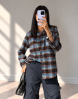 CAMICIA CHECK LORA CELESTE MATTONE