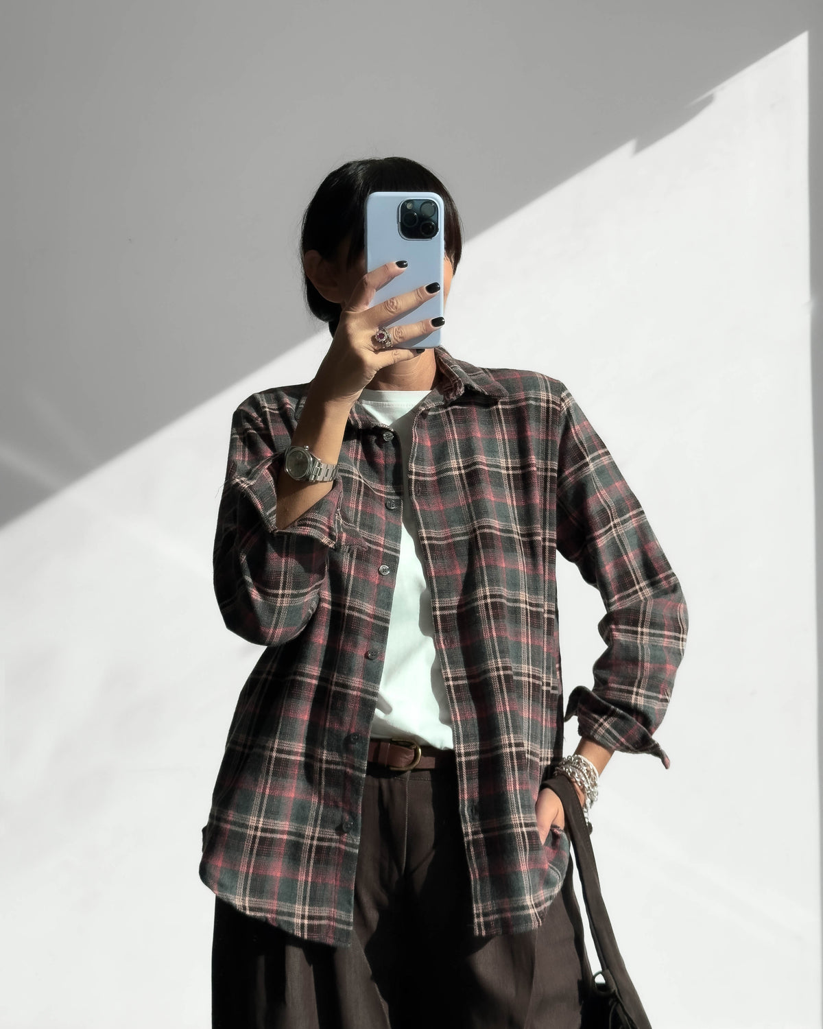 CAMICIA CHECK LORA GREY CORAL