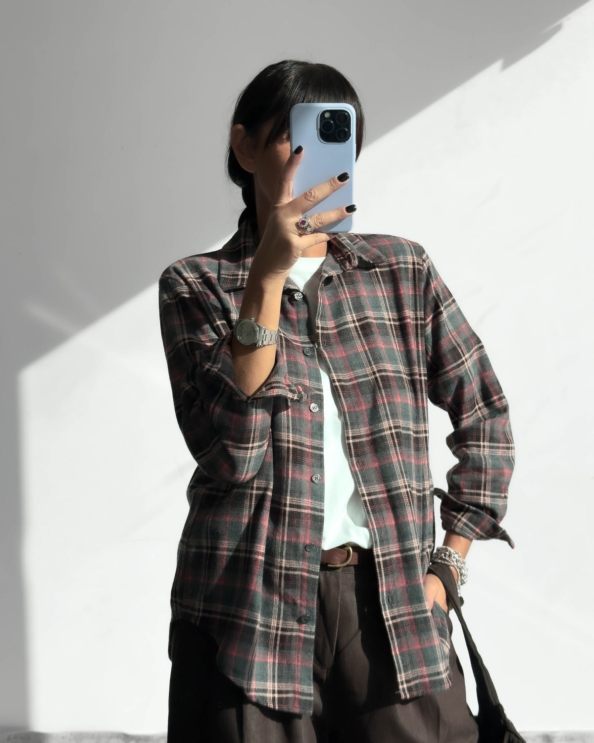 CAMICIA CHECK LORA GREY CORAL