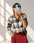 CAMICIA CHECK LORA MORO CELESTE